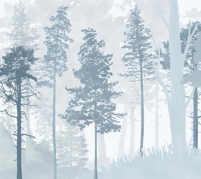 Papel pintado Bosque panorámico azul escandinavo