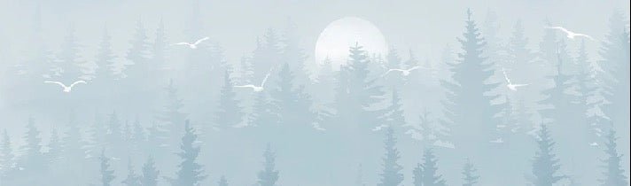 Papel pintado Dormitorio infantil Bosque escandinavo azul claro de luna