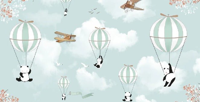 Fondo de Panda en globo aerostático