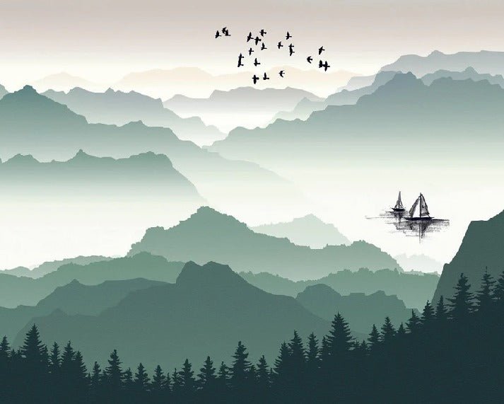 Fondo de Montaña y vela en el lago