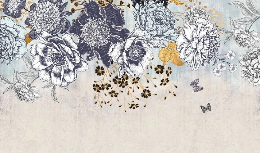 Papel pintado floral retro