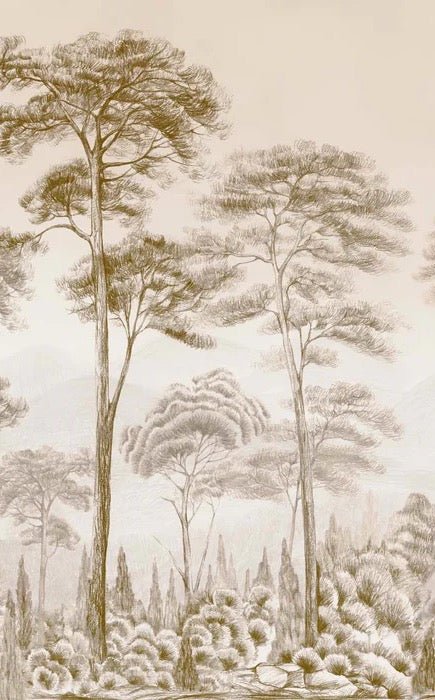 Papel pintado Naturaleza pinar sepia