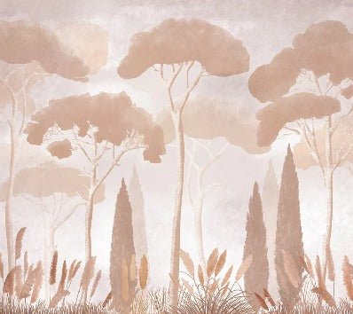 Papel pintado pino ciprés sepia
