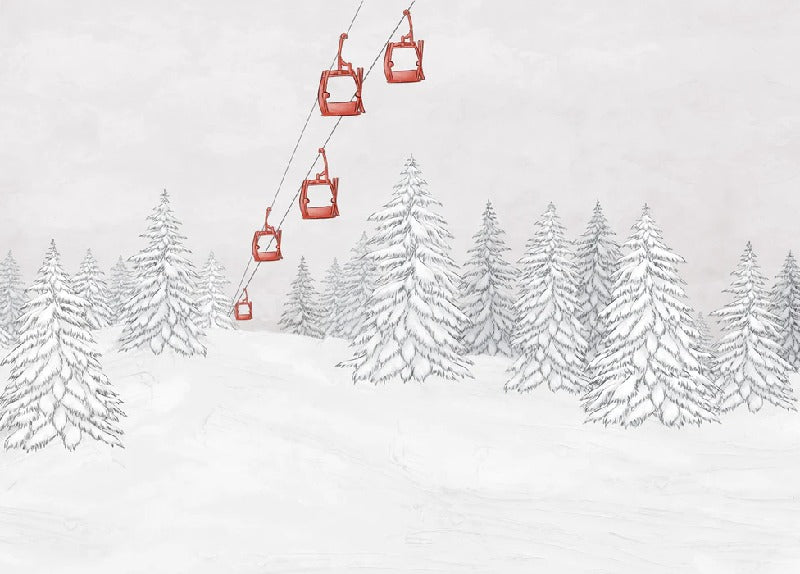 Papel pintado góndola roja montaña