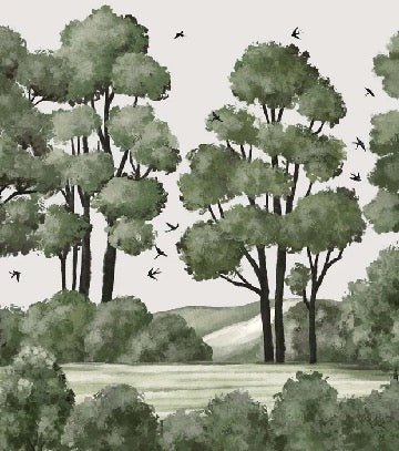 Papier peint paysage rivière forêt vert