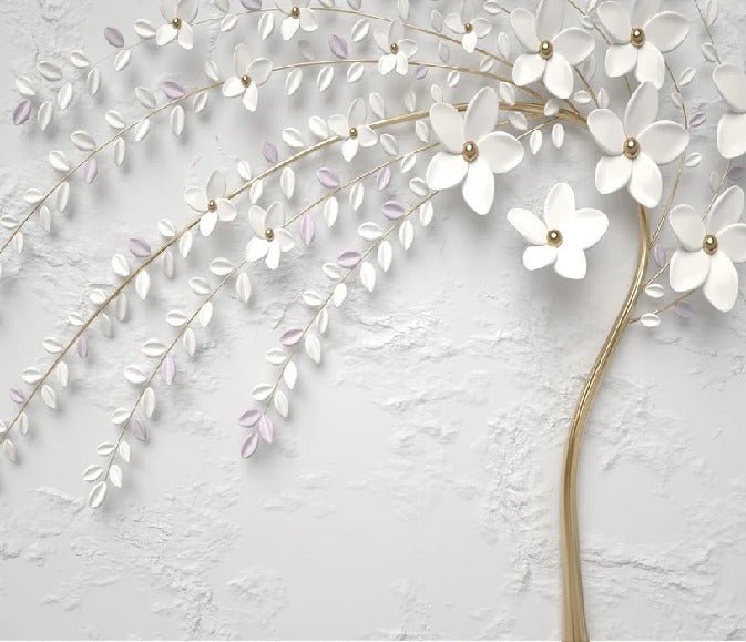 Papier peint panoramique trompe l'oeil arbre fleuri 3D, XXL, tendance