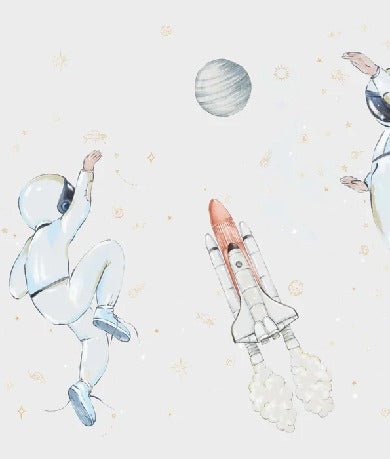 Papier peint astronautes dans l'espace bleu, XXL, tendance