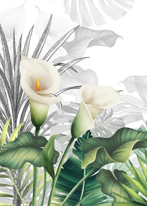 Papel pintado para cuarto de baño Naturaleza de lirios blancos
