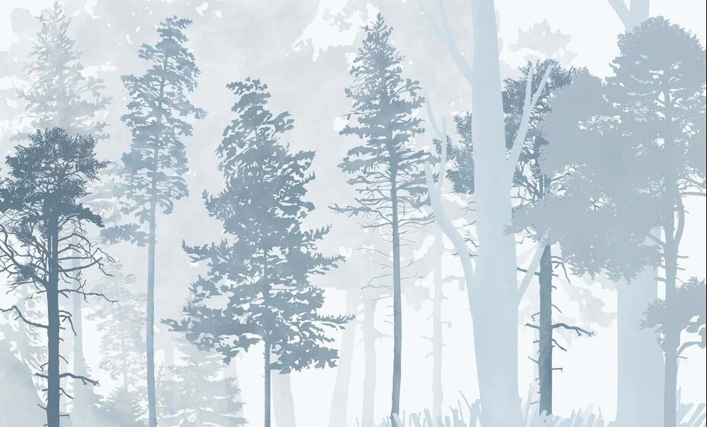 Papel pintado Bosque panorámico azul escandinavo