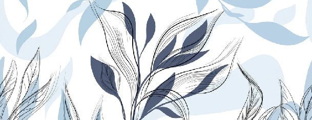 Papier peint fleur graphique bleu, XXL, tendance