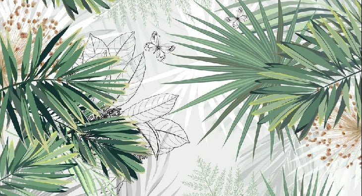 Papel pintado Panoramic nature green palm