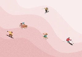 Papier peint enfant skieurs rose, XXL, tendance