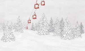 Papel pintado góndola roja montaña