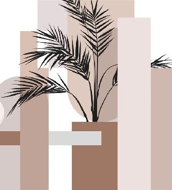 Papier peint panoramique géométrique terracotta, mural concept, tendance