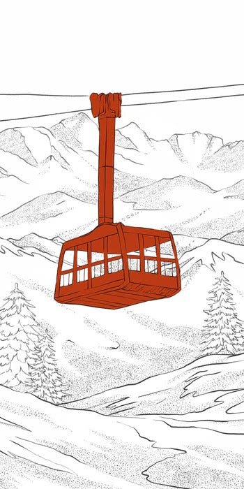 Papel pintado teleférico rojo de La Plagne
