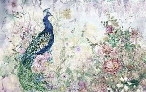 Papier Peint panoramique Peacock bleu paon floral