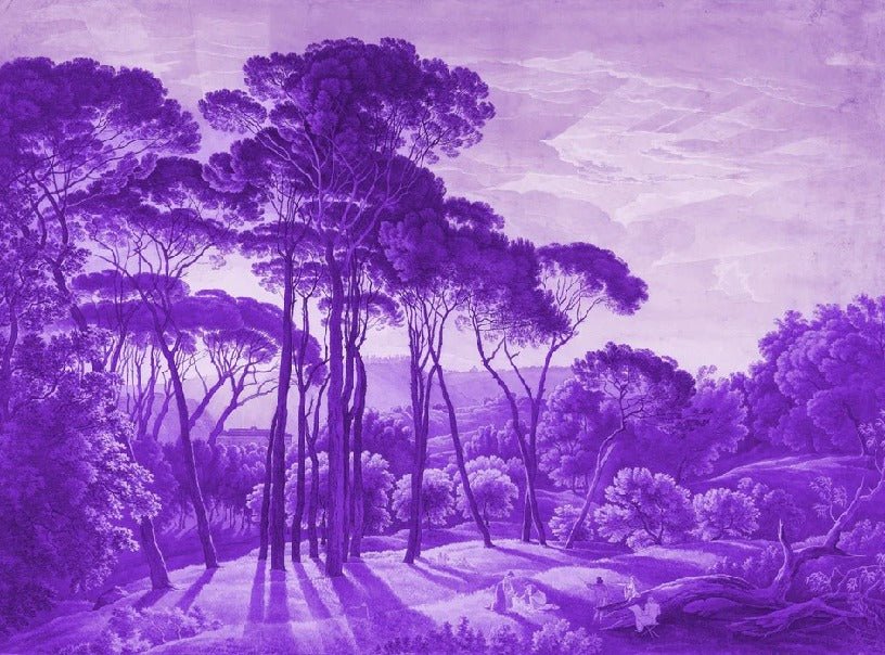 Papel pintado de paisaje histórico italiano en morado