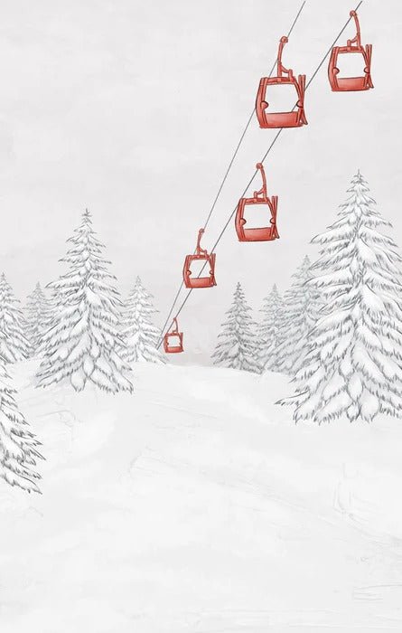 Papel pintado góndola roja montaña