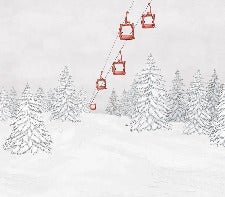 Papier peint montagne télécabine rouge, XXL, tendance