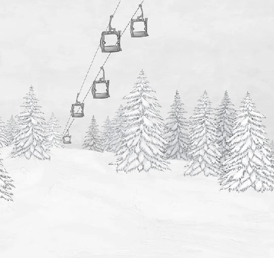 Papel pintado blanco y negro góndola montaña
