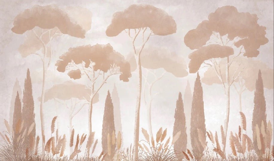 Papel pintado pino ciprés sepia