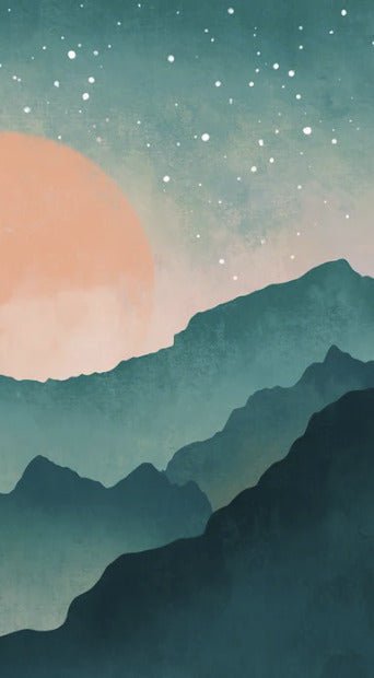 Papel pintado a medida montaña bruma turquesa