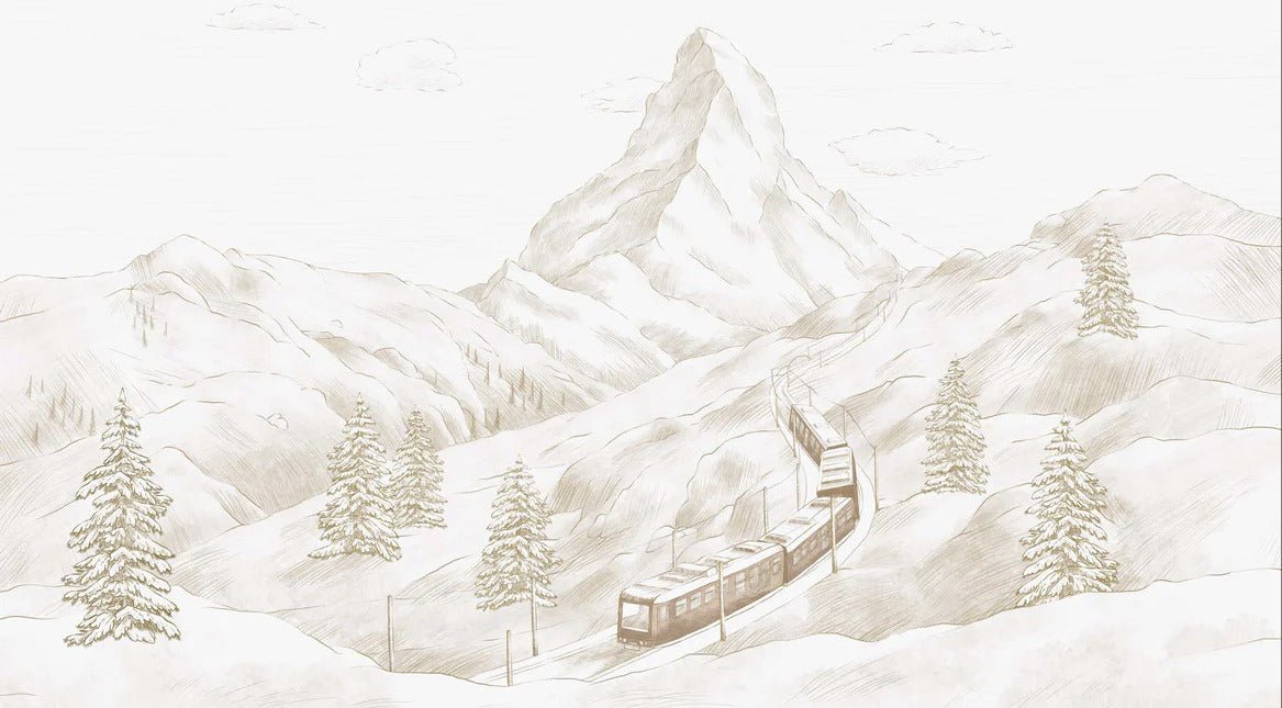 Papel pintado Matterhorn panorámico en sepia