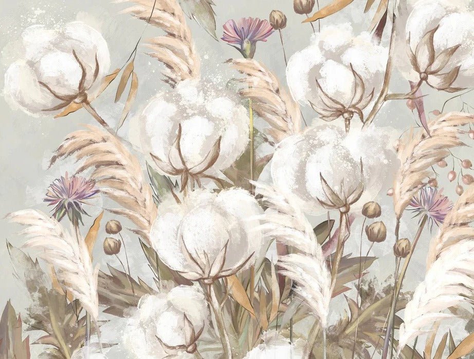 Papel pintado panorámico de flores de algodón