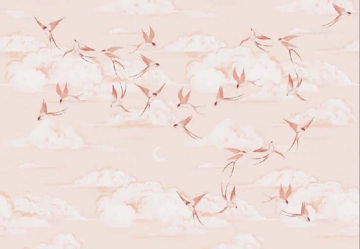 Papel pintado terracota poético para dormitorio infantil