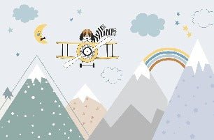 Papel pintado infantil azul de montaña escandinavo