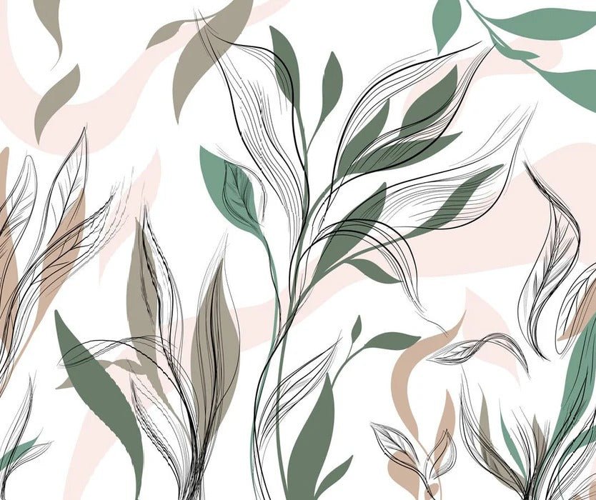 Papel pintado panorámico de flores gráficas