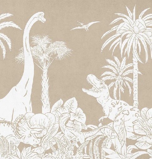 Papel pintado Dinos monocromo beige