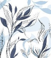 Papel pintado gráfico de flores azules
