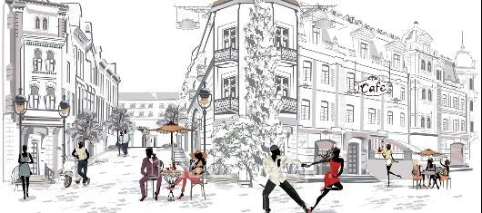 Papier peint panoramique balade parisienne, XXL, tendance