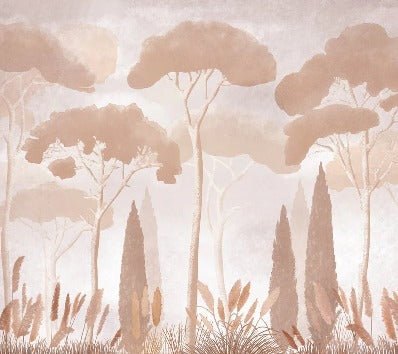 Papel pintado pino ciprés sepia