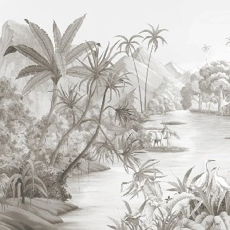 Papier peint panoramique jungle pittoresque, XXL, tendance