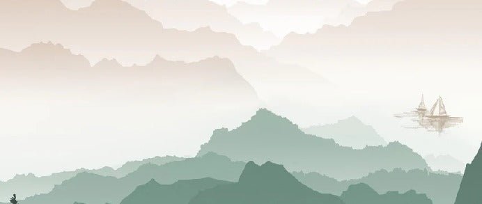 Papel pintado Montaña en la niebla terracota