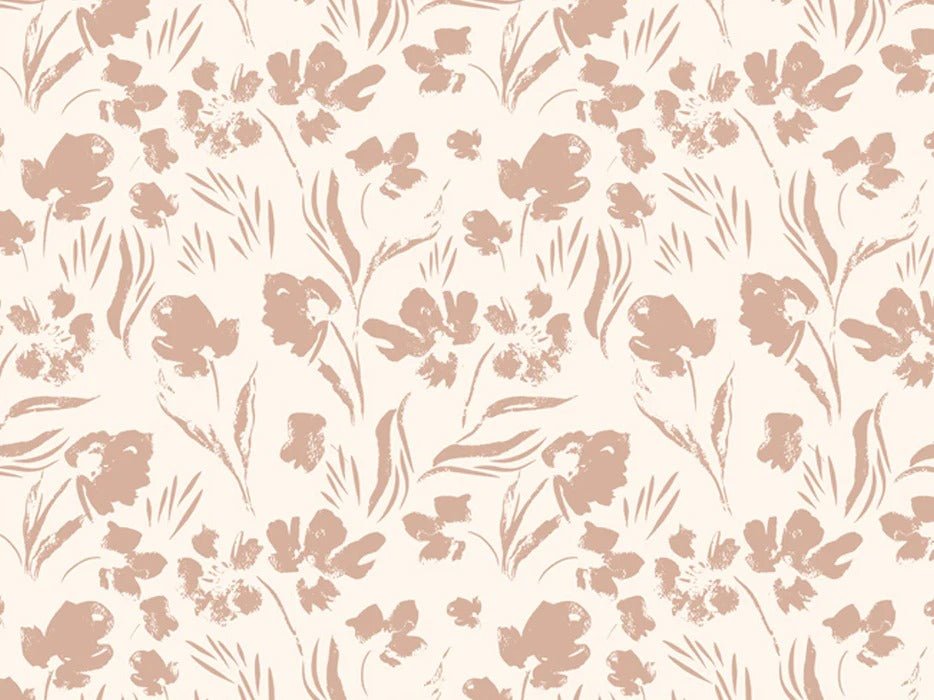 Papel pintado de flores beige empolvado