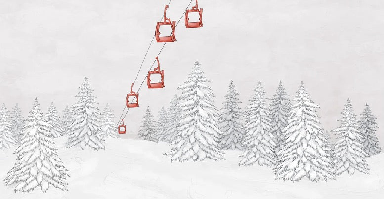 Papel pintado góndola roja montaña