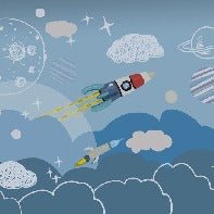 Papel pintado infantil Cohete espacial