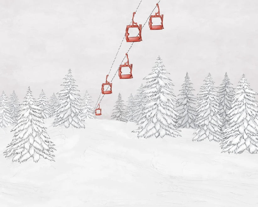 Papel pintado góndola roja montaña