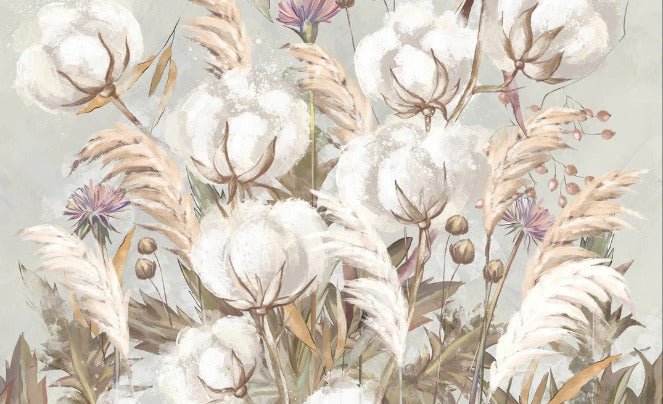 Papel pintado panorámico de flores de algodón
