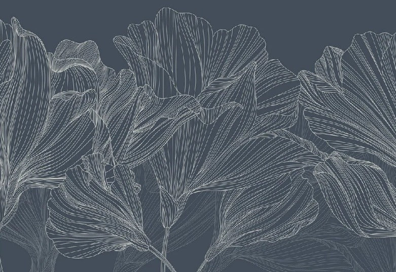 Papel pintado panorámico Vals azul de flores