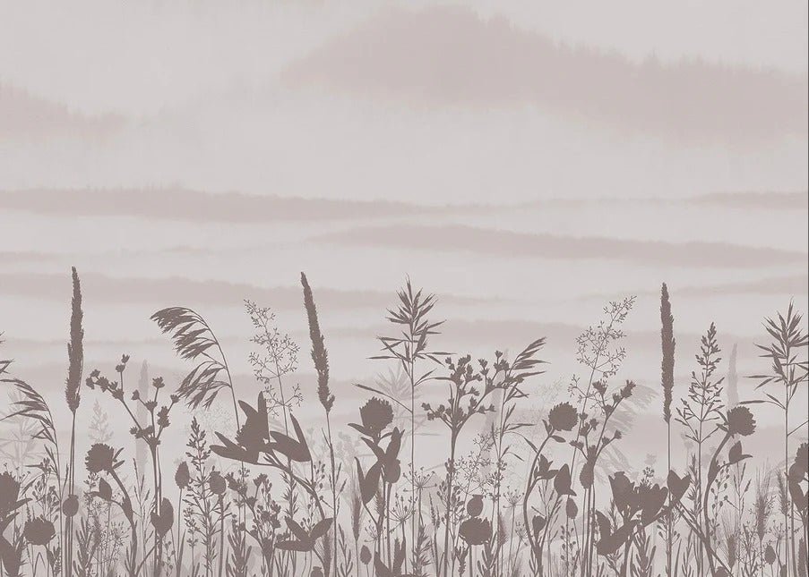 Papel pintado ramita panorámica monocroma