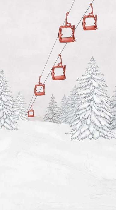 Papier peint montagne télécabine rouge, XXL, tendance