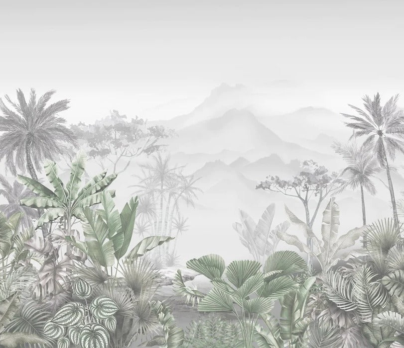 Papier peint tendance tropical vert, mural concept, tendance