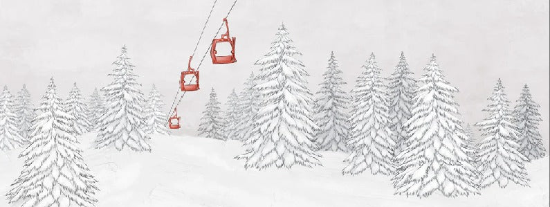 Papel pintado góndola roja montaña