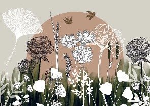 Papier peint panoramique illustration florale