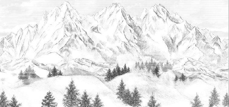 Papier peint montagne sommets de Chamonix, XXL, tendance