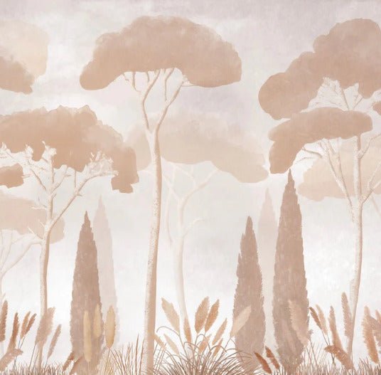 Papel pintado pino ciprés sepia